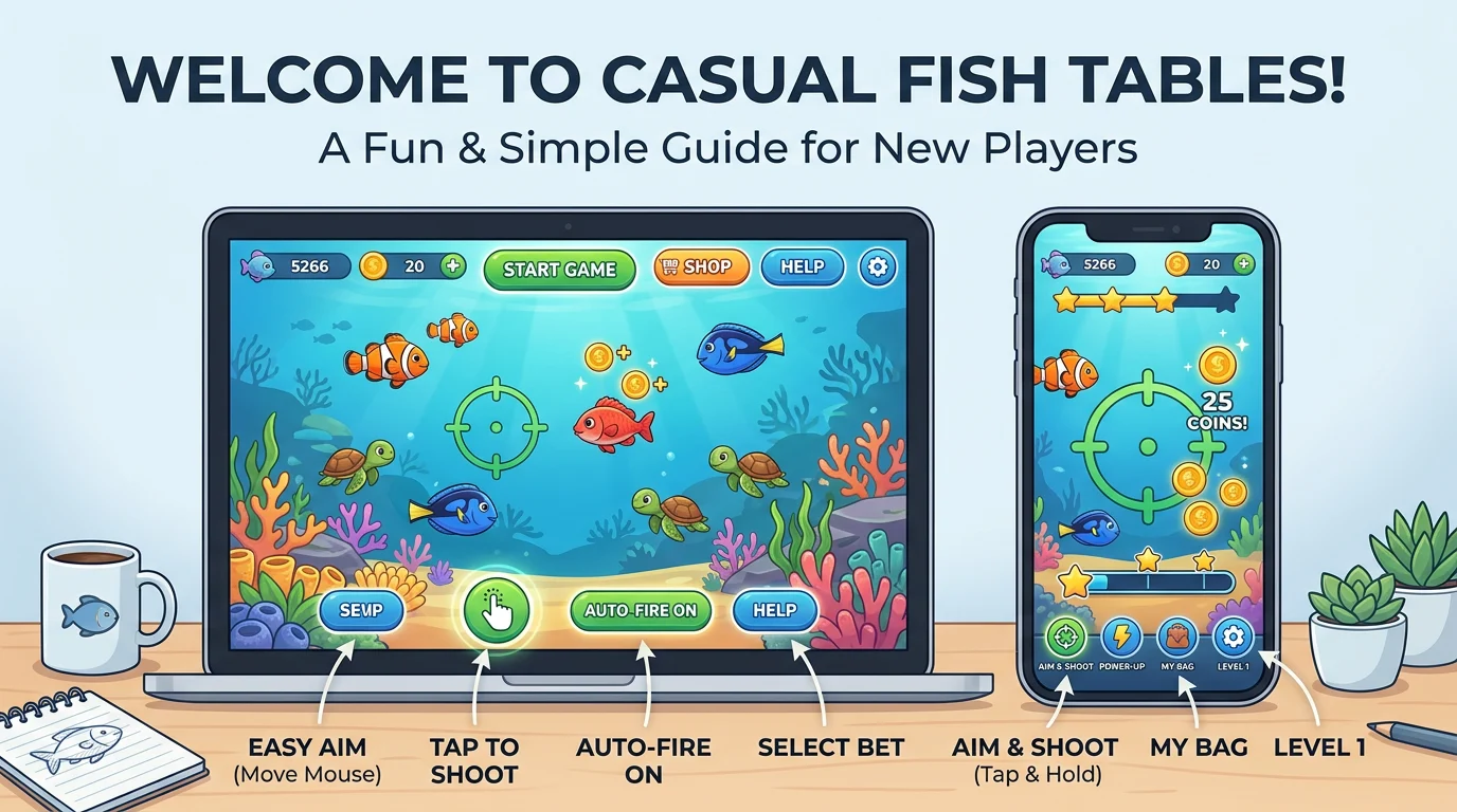Welcome to fish games beginner walkthrough graphic